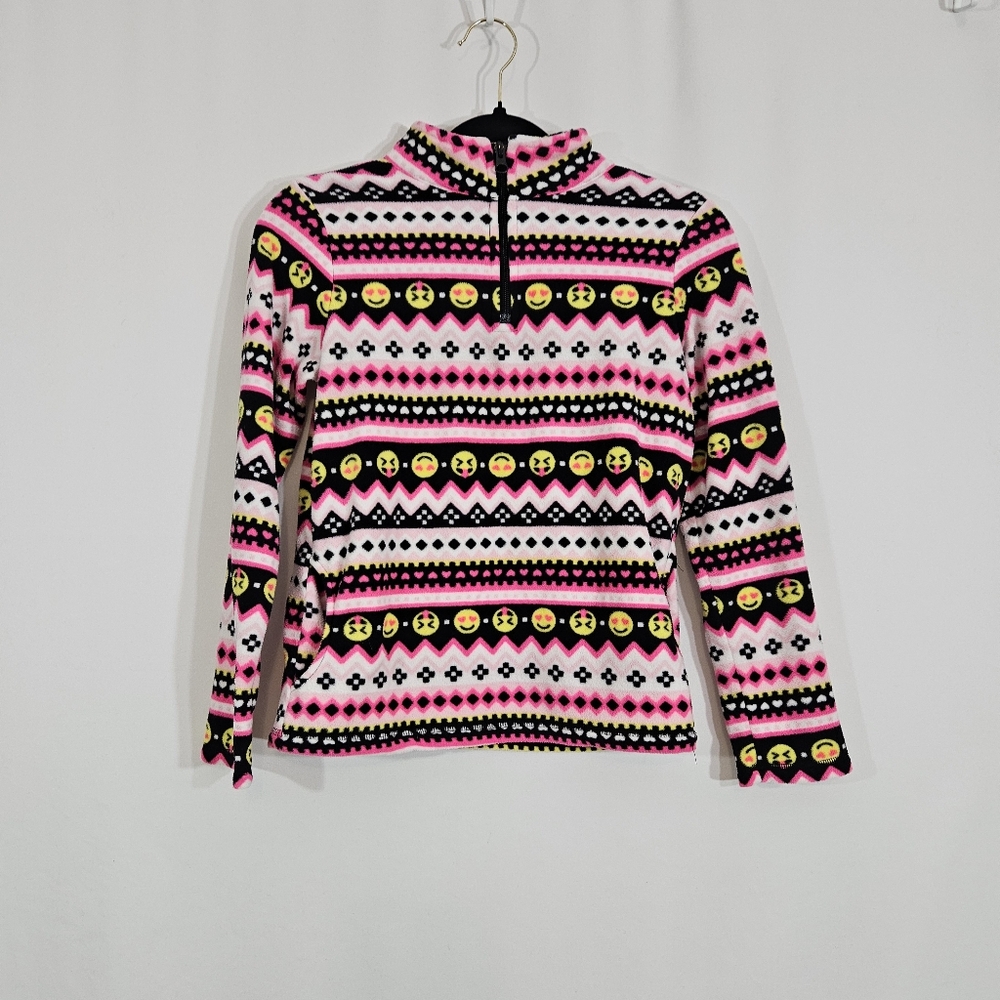 The Children's Place emoji quarter zip fleece top girls size large 10/12